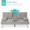 Best Choice Products Modern Linen Convertible Futon Sofa Bed w/ Removable Armrests, Metal Legs, Cupholders